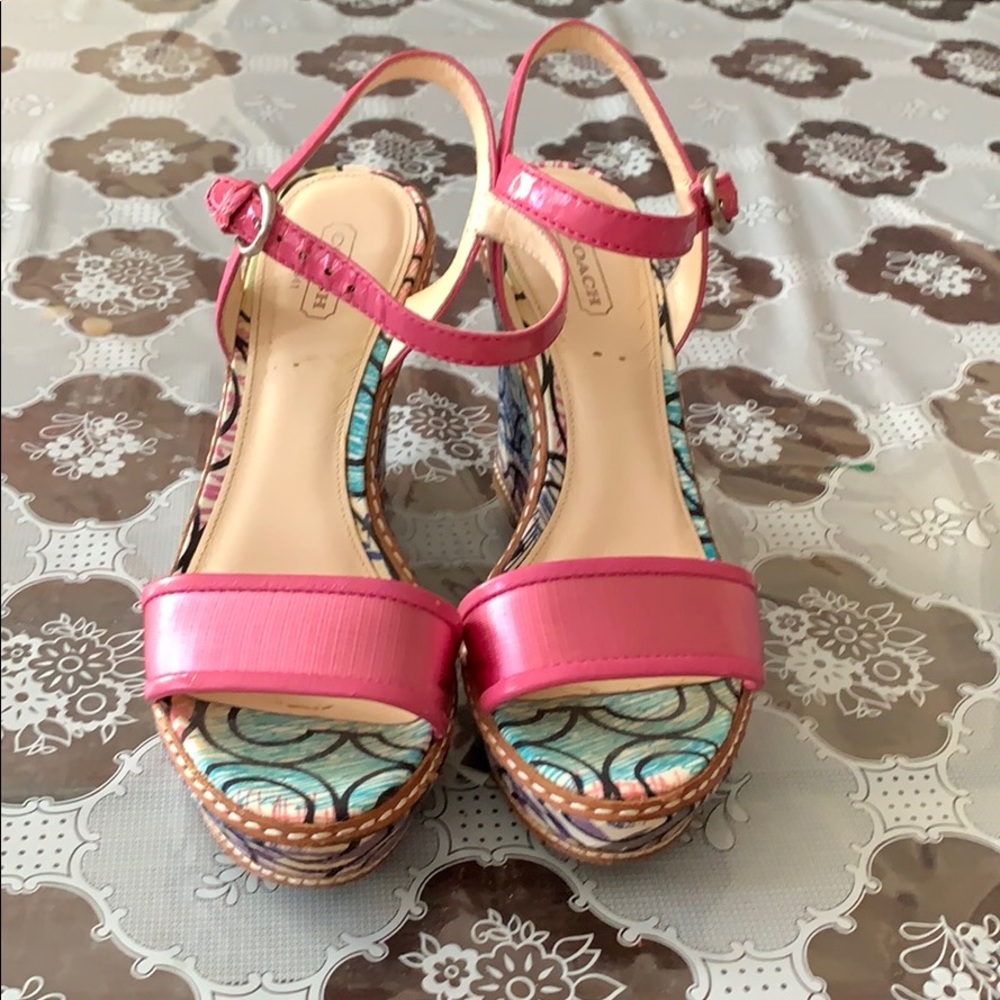 Coach Stiletto Wedge Sandals, Vibrant Multicolored